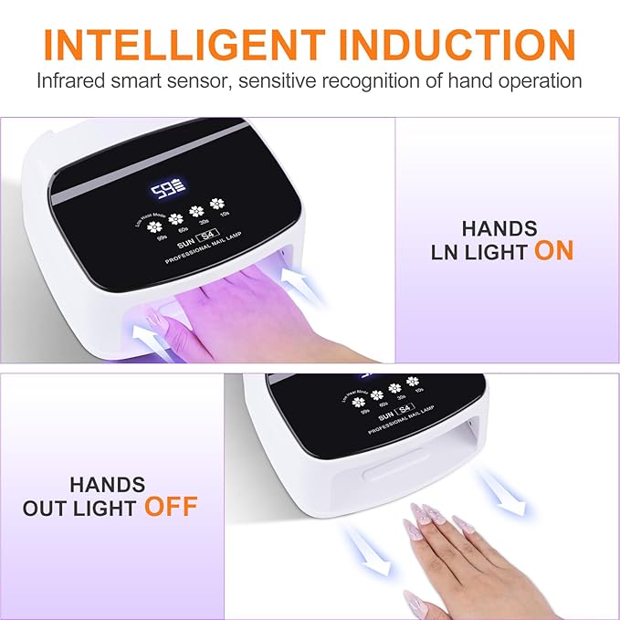 UV Nail Lamp, 288W 8 Hours Super Long-Lasting 15600mAh Professional Cordless UV LED Lamp for Nails 66Pcs Lamp Beads Automatic Sensor Gel Nail uv Light for Nail Art at Home and in Salons Gold