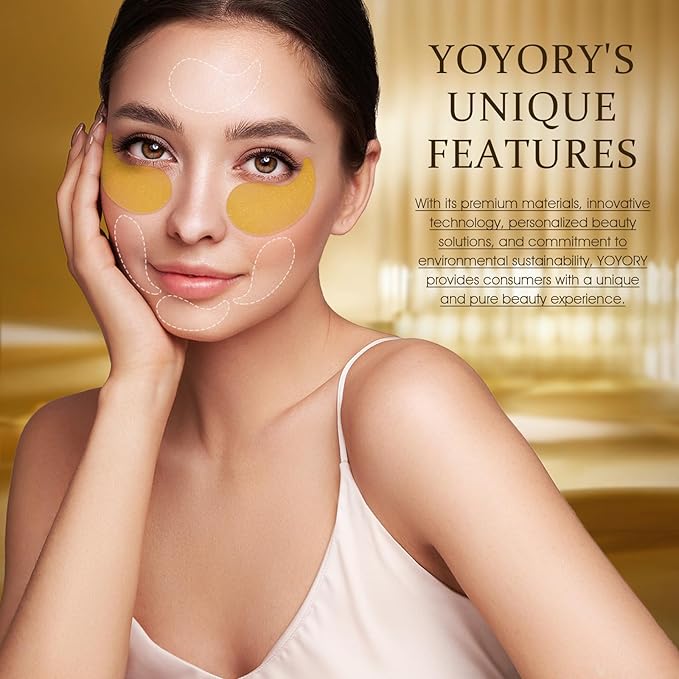 Under Eye Patches Masks - 24K Gold Eye Patch for Dark Circles & Puffy Eyesg,Fine Lines,Eye Bags, Wrinkle,Collagen Infused with Hyaluronic Acid, Hydration for Women and Men, (60 Pcs) Gold