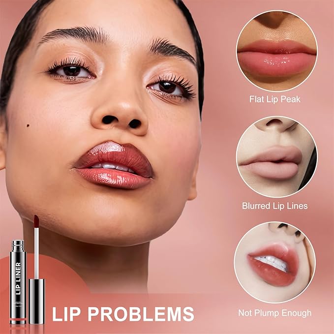 OETUIOW Lip Stain Peel Off, Lip Liner Moisturizing Long-Lasting & Waterproof, Transfer Proof & Plumping, Non-Stick Cup, Pink Color