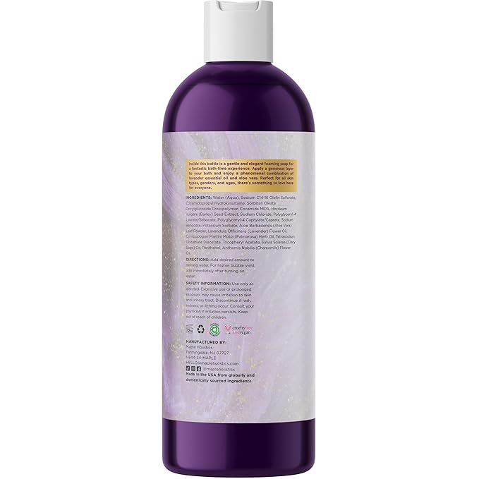 Premium Lavender Bubble Bath for Women - Moisturizing Foaming Bath Bubbles for Adults with Chamomile Clary Sage & Lavender Aromatherapy Oils for Relaxing Self Care - Paraben & Sulfate Free (8 Fl Oz)
