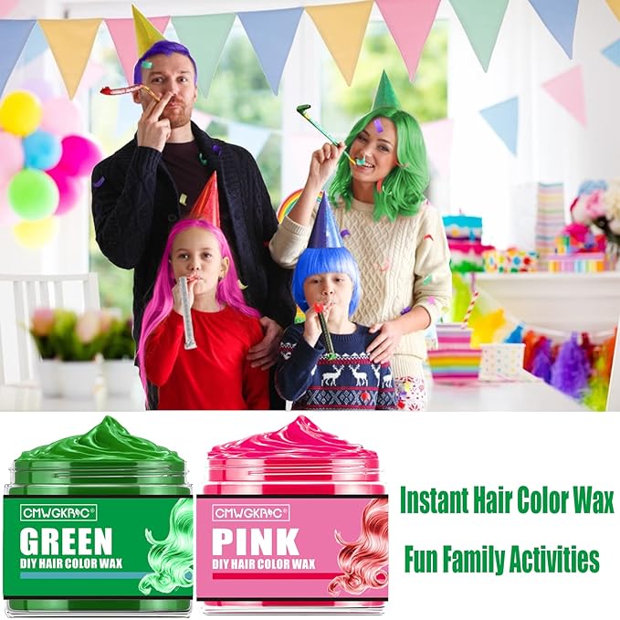 4 Colors Temporary Hair Color,Stocking Stuffers for Kids,Christmas Gifts for Teens Boys Girls,Gifts for Kids,Purple Green Blue Pink Hair Dye Color Wax,Temporary Hair Dye for Party,Halloween,Cosplay
