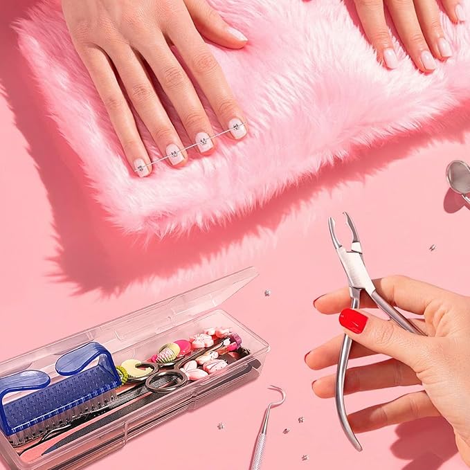 Plastic Storage Personal Box for Nail, 4PCS Nail Implement Manicure Tool Organizer Case Box for Nail Art Pedicure Supply (Pink)