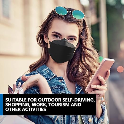 KN95 Face Masks 50 Pack, Breathable Comfortable and Disposable KN95 Mask, Black