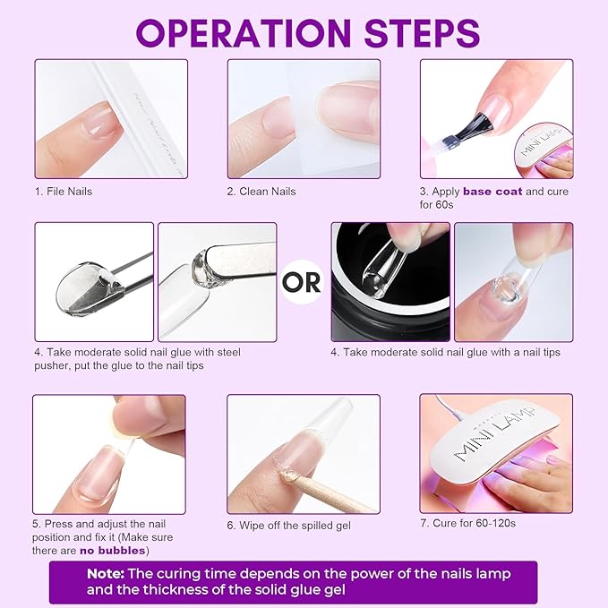 Makartt Solid Nail Glue Gel: Extra Strong Gel Nail Glue for Press On Nails & Fake Tips Long-Lasting Strong Adhesion Nails Glue for Acrylic Nails Clear 3D Gels for Nail Art Home Salon UV Light Cured