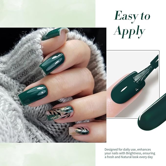 Born Pretty Christmas Dark Green Gel Nail Polish Forest Green Color Fall Winter Gel Polish Nail Art Design Manicure Salon DIY Home 15ml