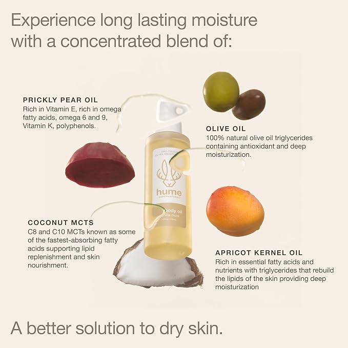 HUME SUPERNATURAL Dry Body Oil Spray - Moisturizing Oil for Dry Skin, After Shower Body Oils for Women and Men, Nourishing, Hydration, Glow, Vanilla Daze, 2-Pack