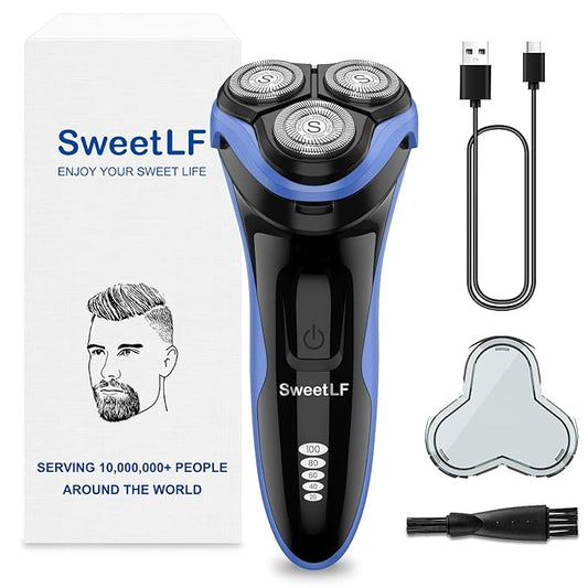 SweetLF Electric Razor for Men, IPX7 Waterproof, Wet & Dry Shaving, Pop-up Trimmer, Type C Rechargeable, Corded & Cordless, Father's Day Gift