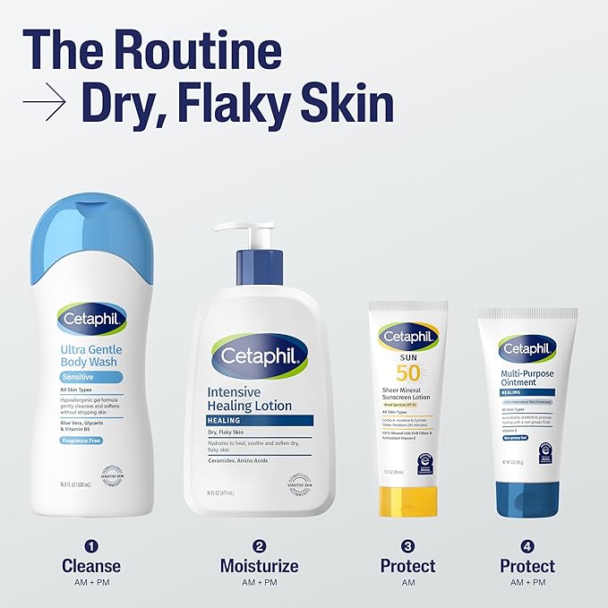 Cetaphil Intensive Healing Lotion with Ceramides 16 Oz For Dry, Rough, Flaky Sensitive Skin 24-Hour Hydration Fragrance, Paraben & Gluten Free