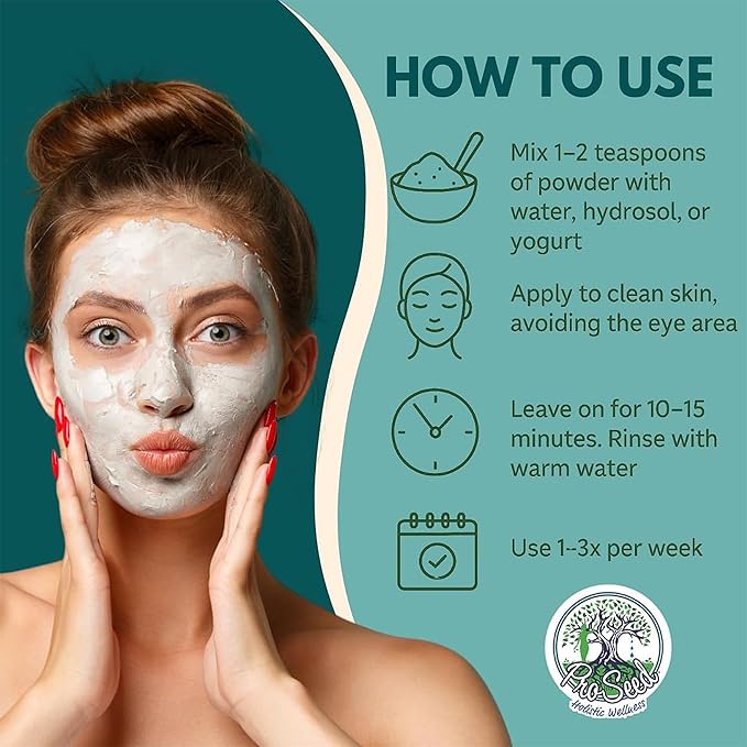 ProSeed Clay Powder Mask with Ashwagandha, Reishi, Kaolin & Bentonite – Natural Botanical Facial Cleanse with Oats & Aloe for Moisturizing & Hydrating Sensitive Skin – Skin Care Powder Facial Mask