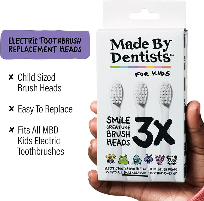 Made by Dentists Kids Electric Toothbrush - Rechargeable Vibrating Toothbrush with Timer, Includes 6 Replacement Heads, Gently Cleans Teeth, Girls and Boys, Kid & Toddlers Age 2+, Alien