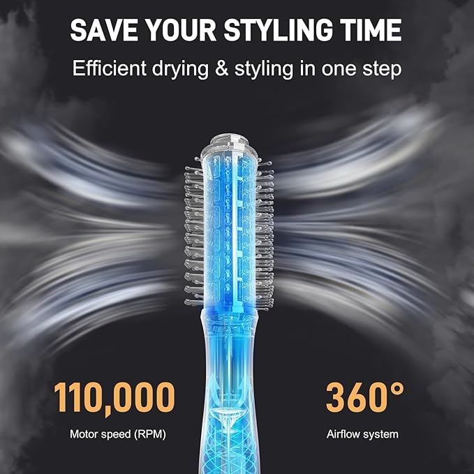 Hot-Air Hair Brushes Hair Dryer Brush Blow Dryer Brush- Dual Ionic Thermal Brush, Titanium Coated, High-Velocity Airflow for Fast Blowouts & Volumizing, Suitable for All Hair Types & Lengths