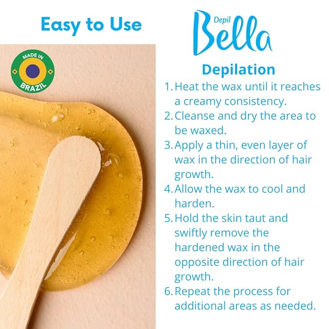 DEPIL BELLA Hard Wax Beads Honey 2.2 lbs for Hair Removal | Professional Hair Removal Wax Beads | All Skin and Hair Types | Natural Ingredients