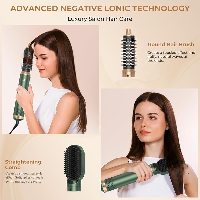 Blow Dryer Brush 5 in 1, Negative Ion Hair Dryer Brush Set Upgrade Hot Air Brush Air Styler Curling Wrap Air Curler, Curling Iron Hair Styling Tools As A Gift for Straight/Curl/Drying/Smoothing