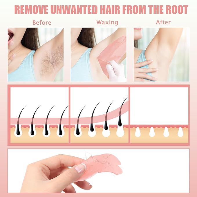 Waxing Kit - Wax Warmer for Hair Removal, Hard Wax Kit with 14oz 5 Bags Hard Wax Beans for Full Body, Legs, Face, Eyebrows, Bikini, Brazilian Waxing Kit for Women Men