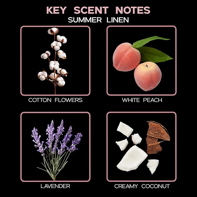 LOVSPA Reed Diffuser Set, Summer Linen Scented Oil Diffuser with Sticks, Home Fragrance Accessories for Bathroom Shelf Decor, Aroma Diffusers for Home or Office Desk, USA Made