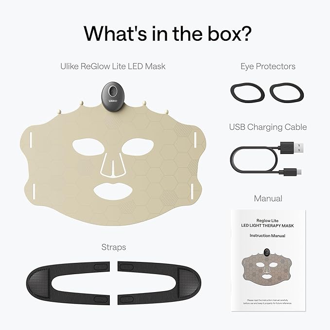 Ulike Red Light Therapy for Face, ReGlow Lite LED Mask With 3 Modes for Anti Acne &Aging, Powerful LED Beads With Red, Green and Blue Light, 3D Facial Comfort Fit, Light Therapy Skin Care At Home