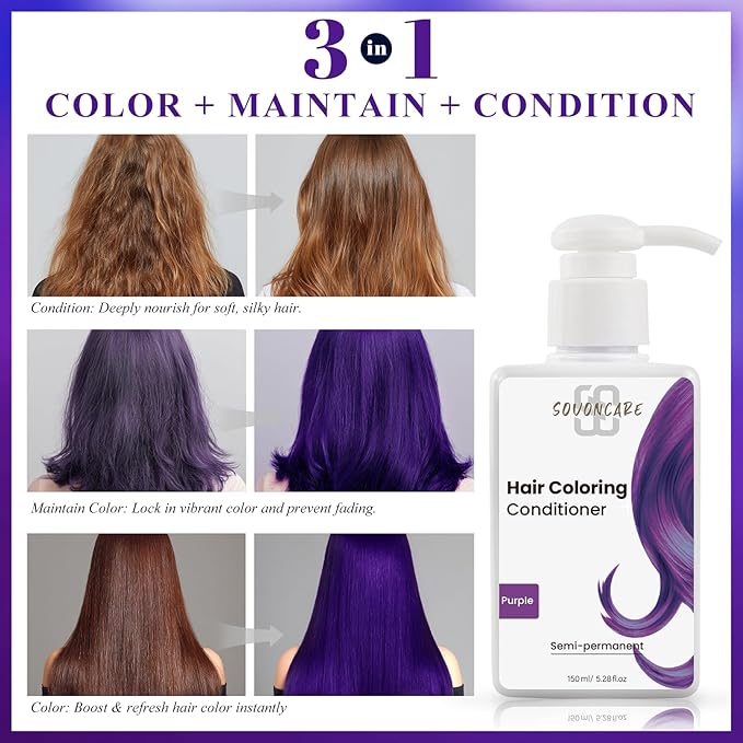 SOVONCARE Purple Hair Color Depositing Conditioner Mask 5.28 OZ, Cruelty-Free