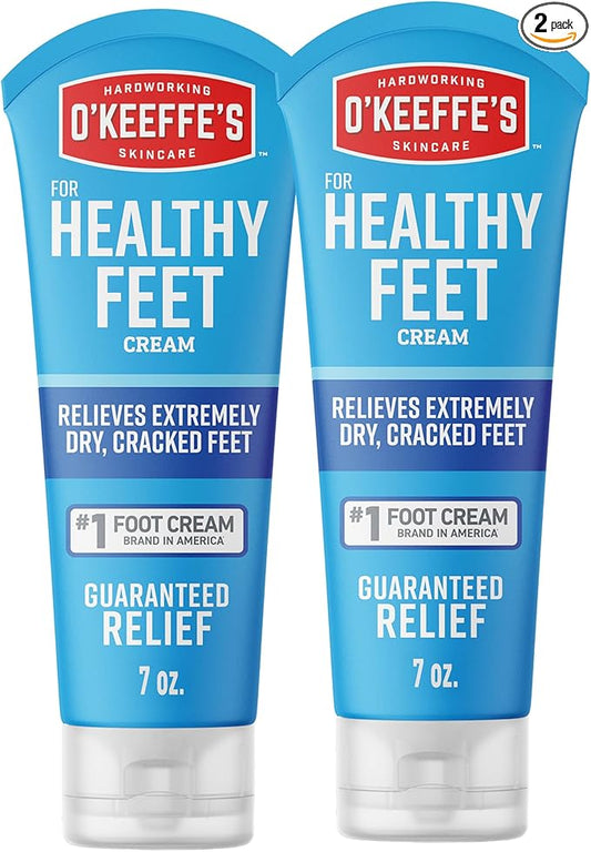 O'Keeffe's for Healthy Feet Foot Cream - 7 oz Tube (2 Pack) - Guaranteed Relief for Extremely Cracked, Dry Feet, Repairing Skincare, Instantly Boosts and Retains Moisture Levels