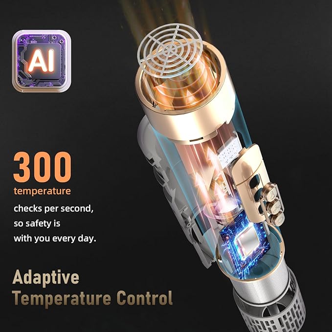 6 in 1 Hot Air Brush & Hair Dryer–High-Speed Hair Dryer Brush with Auto Wrap Curlers, Hot Air Styler Wrap Fast Drying & Frizz-Free Styling, No Heat Damage, Volumizing with Travel Bag