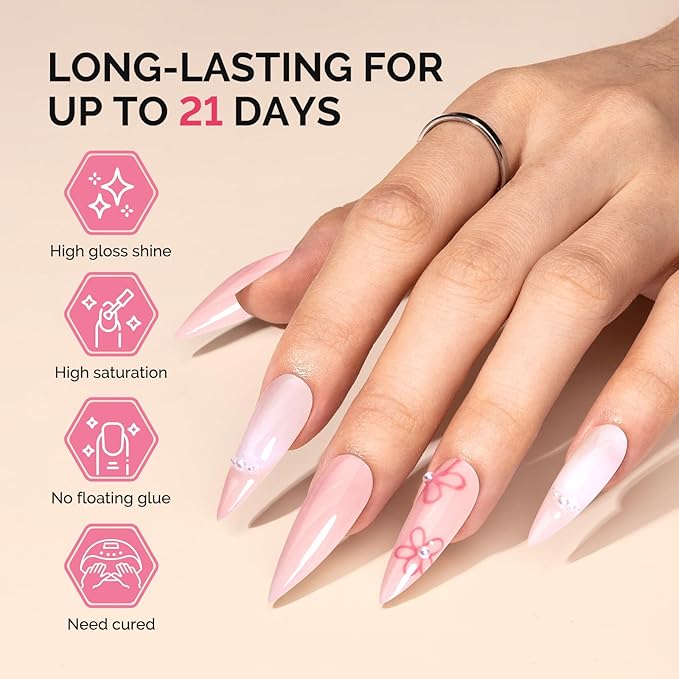 MelodySusie Fleurwee Plant Based Gel Nail Polish, Nail Polish Hema Free 21 Non Toxic Long Lasting No Chip Finger Toe Nail Art Manicure Salon DIY at Home Gifts for Women Pearlescent Pink P59