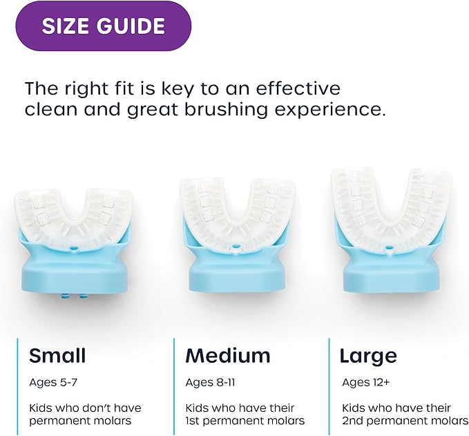 Willo BrushBot Kids U-Shaped Toothbrush Starter Kit – Rechargeable, Smart Electric Toothbrush for Kids Ages 8-11 w/App, Soft Bristles, Plaque Removal, Gentle & Deep Clean Modes | Medium Bubble Twist