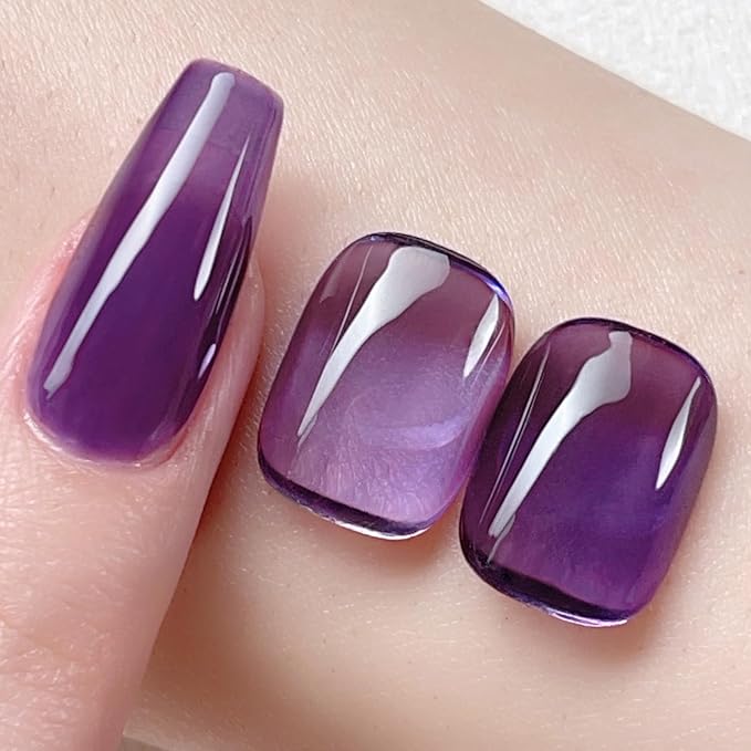 Born Pretty Ice Jelly Gel Nail Polish Jelly Purple Gel Nail Polish Sheer Transparent Purple Natural Translucent Hema-Free Soak Off Gel Polish Nail Art DIY 15ML