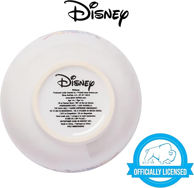 Silver Buffalo Lilo and Stitch Yummy Ceramic Ramen Noodle Rice Bowl with Chopsticks, Microwave Safe, 20 Ounces