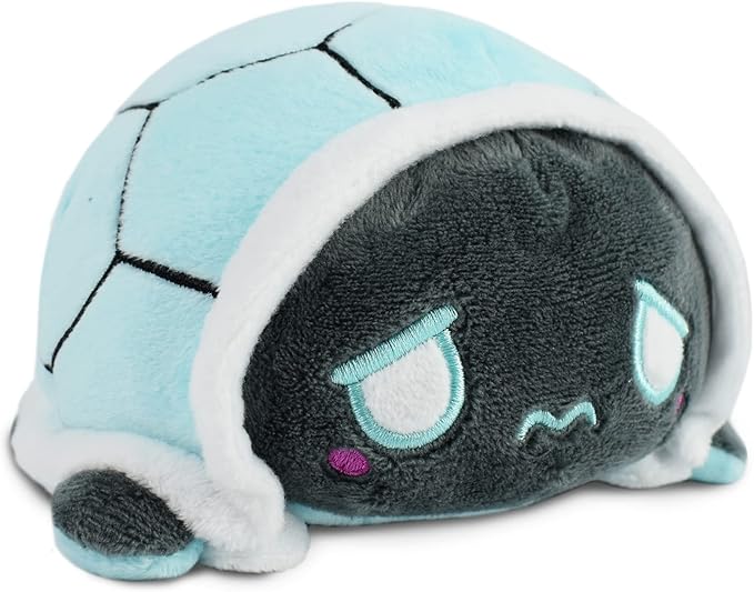 TeeTurtle - The Original Reversible Turtle Plushie - Rainy Day - Cute Sensory Fidget Stuffed Animals That Show Your Mood 3.5 inch, 100% Polyester Fiber