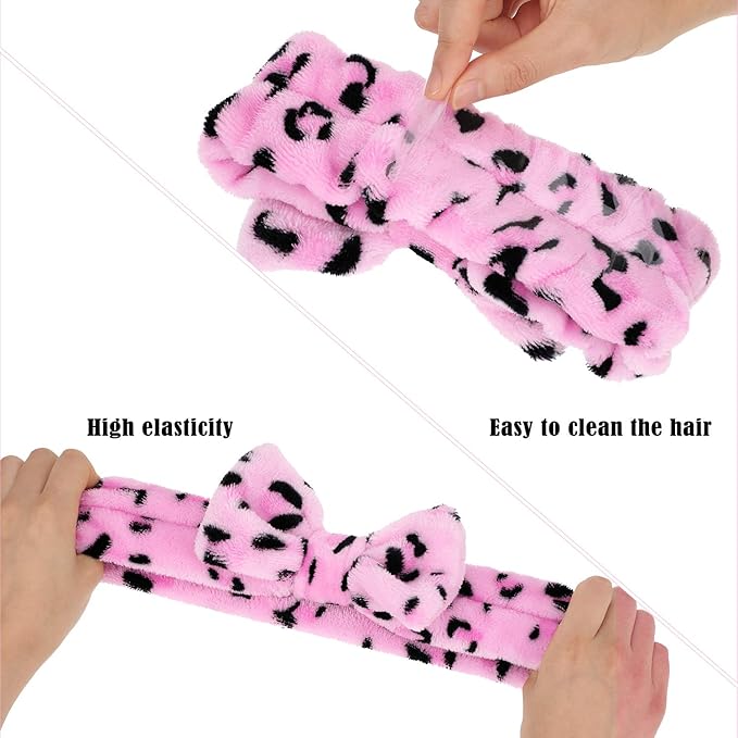 3 Pcs Towel Headbands for Women Headband for Washing Face Facial Hair Band Skincare Microfiber Bowtie Headband Makeup Terry Cloth Headbands Spa Shower Hair Band for Women Girls (Chic Patterns)