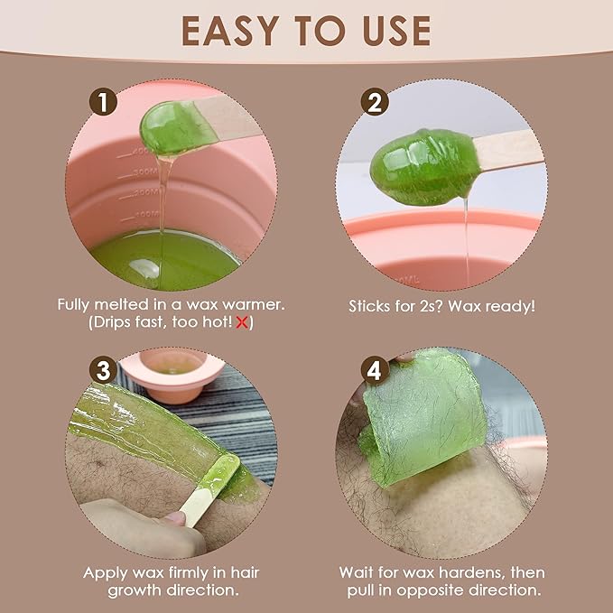 KOTAMU Wax Beads 1lb Aloe Vera Hard Waxing Beans for Hair Removal, Sensitive Skin Waxing Pearls for Women & Men Thick & Stubborn Hair, Hardwax Refill for Arms Legs Face Brazilian Bikini Home Waxing