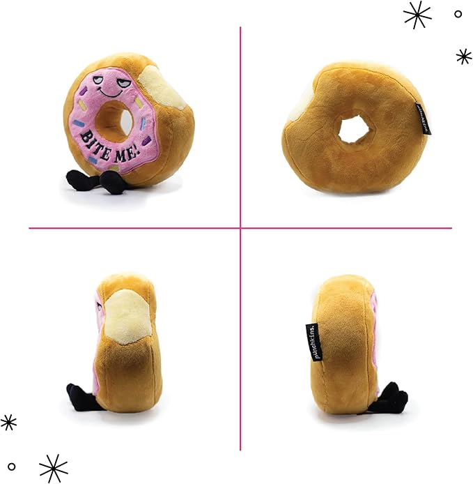 Punchkins Donut Plushie - Bite Me Sassy Donut Plush, Gift for Friends, Food Plush Toy for Gifting