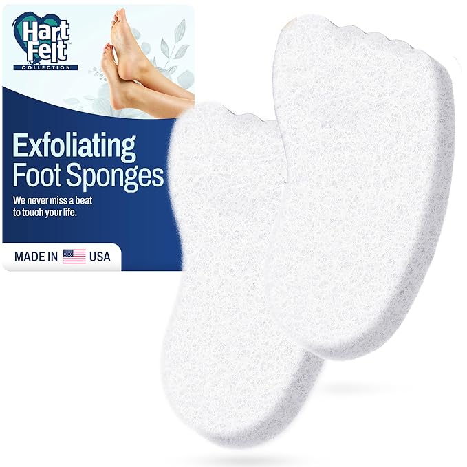 HartFelt Foot Exfoliating Sponge | Chemical-Free Foot Scrubbers for Smooth & Soft Feet | Gentle Sponge Pad for Callus Removal, Dead Skin & Cleansing | Made in USA - 2 Count