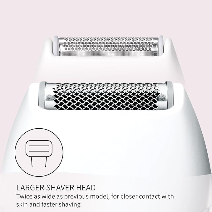 Panasonic Bikini Trimmer and Shaver for Women with 4 Attachments for Fast Easy Gentle Grooming in Intimate Areas, Use Wet/Dry, Electric Razor, Battery-Operated – ES-WV62-H (White/Silver)