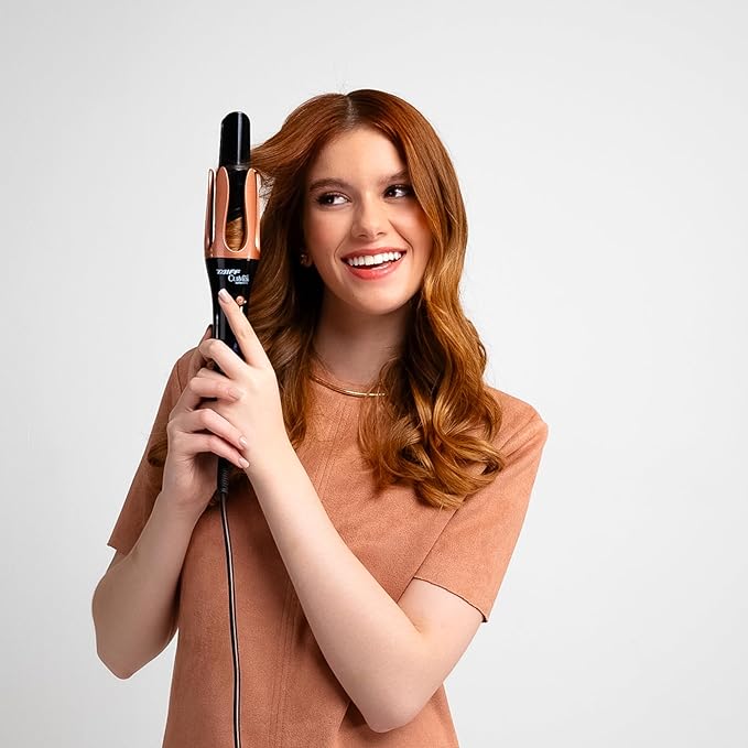 Taiff Automatic Curling Iron | 1¼" Rotating Barrel with Ion Technology | PTC Fast Heating | 3 Heat Settings 340°F–410°F | Dual Voltage Hair Curler for Smooth Frizz Free Long Lasting Curls