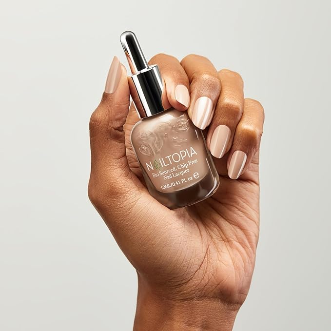 Nailtopia - Plant-Based Chip Free Nail Lacquer - Non Toxic, Bio-Sourced, Long-Lasting, Strengthening Polish - Mocho Loco (Medium Beige) - 0.41oz