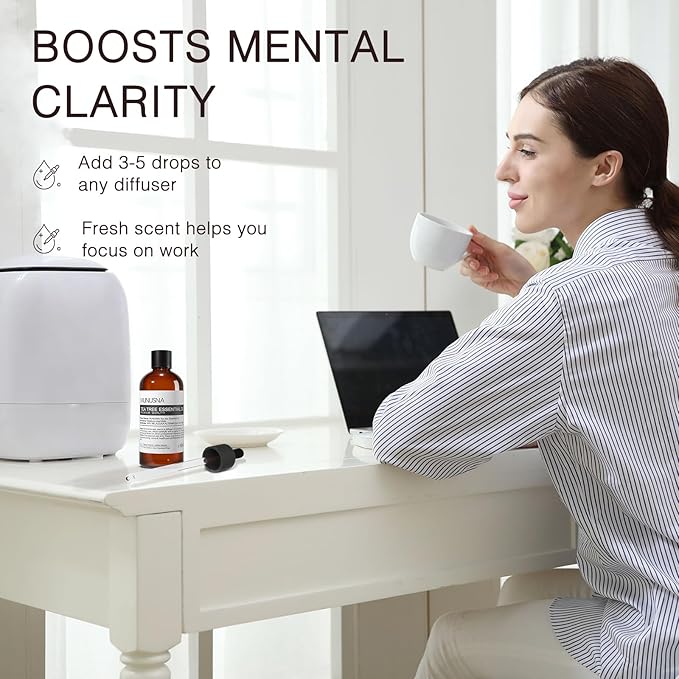 Tea Tree Essential Oil 100ML, 100% Pure Natural Tea Tree Oil for Skin, Hair Care, Diffuser, Aromatherapy, Scalp and Body Massage