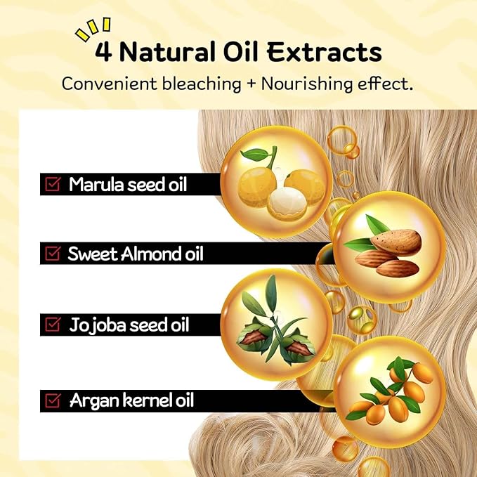 Super Rich Cream Hair Bleach (4.8oz), Permanent Hair Color with Marula Seed Oil, High-Lifting Formula, Minimal Damage, Enriched with Jojoba Seed and Argan Kernel