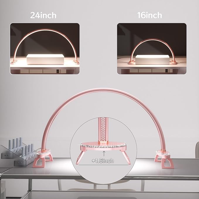 Half Moon Light Nail for Desk led lamp tech Manicure Foldable Arch Professional Art Eyelash Table Techs Beauty Tattoo spa White Artistic Desktop Lager Sized lash Shade Lashes Makeup Eye-Caring