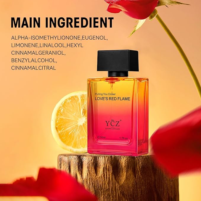 Ycz LOVE'S RED FLAME Eau de Parfum Spray, Long-Lasting Fragrance for Men, Daily Use Men's Casual Cologne, A Signature Scent Great Holiday Gift A Gift for Any Occasion,50 ml (1.65 fl. Oz)