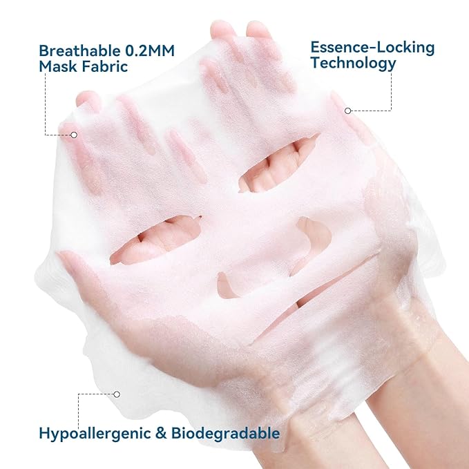 Collagen Face Mask with Hyaluronic Acid, Vitamin E Oil for Skin Care Hydrating, Moisturizing, Brightening & Anti Aging Face Masks Skincare for Oil, Dry, Acne, Sensitive All Skin Types 25PCS