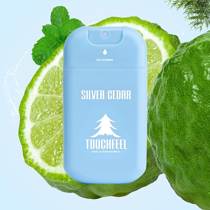 Spray Hand Sanitizer Travel Size Scented 3-Pack - Refillable Hydrating Hand Sanitizers Portable Design Travel Essentials (Mint Reverie, Silver Cedar, Citrus mist at dawn) 0.93Fl Oz Each