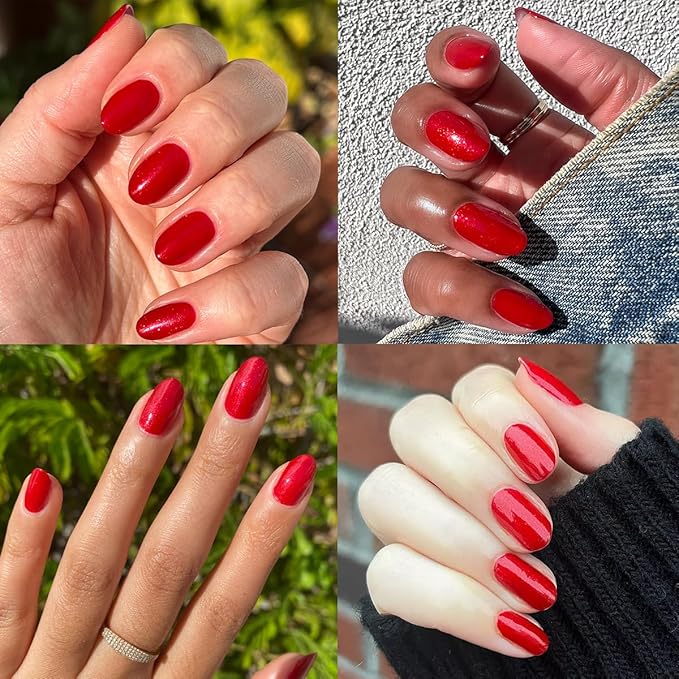 Olive & June Quick Dry Nail Polish | Instant, Fast-Drying, Smudgeproof Color | 15-free, Vegan, Cruelty-Free Formula | Lasts up to 5 Days | Salon-Quality Manicure at Home | Lippy | Shimmering Red