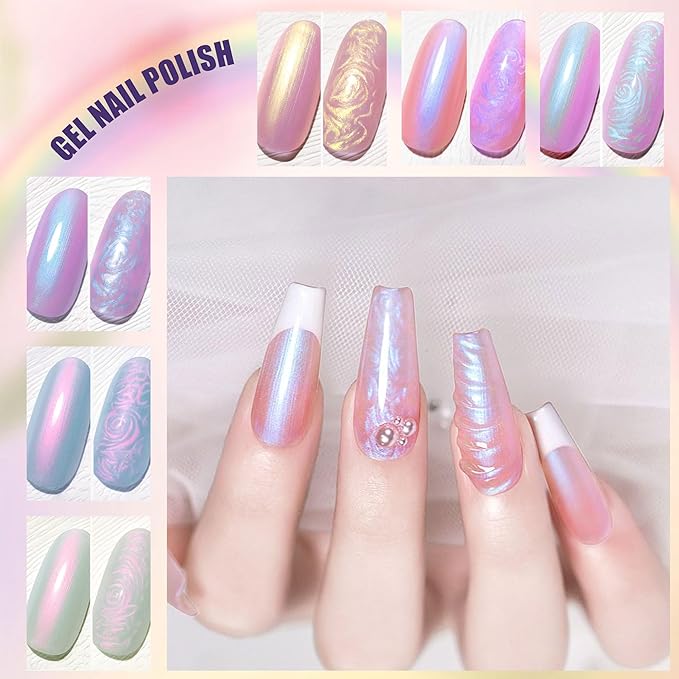 Artdone Sheer Gel Nail Polish Set Jelly UV Gel 6 Colors Translucent Milky White Pink Nude Brown Colors Nail Polish For All Seasons