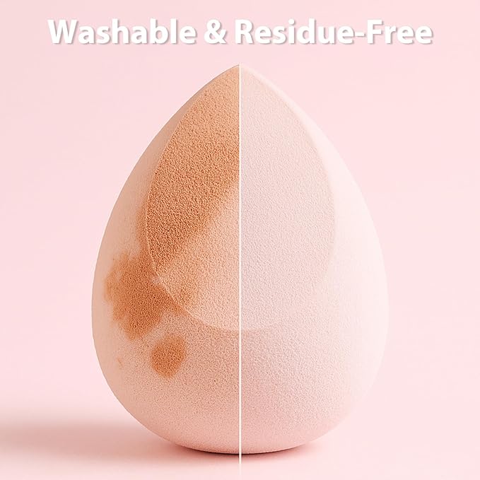 Makeup Sponge Set Foonbe Blender Sponges 7 Pcs for Liquid, Cream, and Powder, Latex Free, Multi colored Beauty Sponges with 1 Mini Sponge, Vegan & Cruelty-Free, Stocking Stuffers for Women