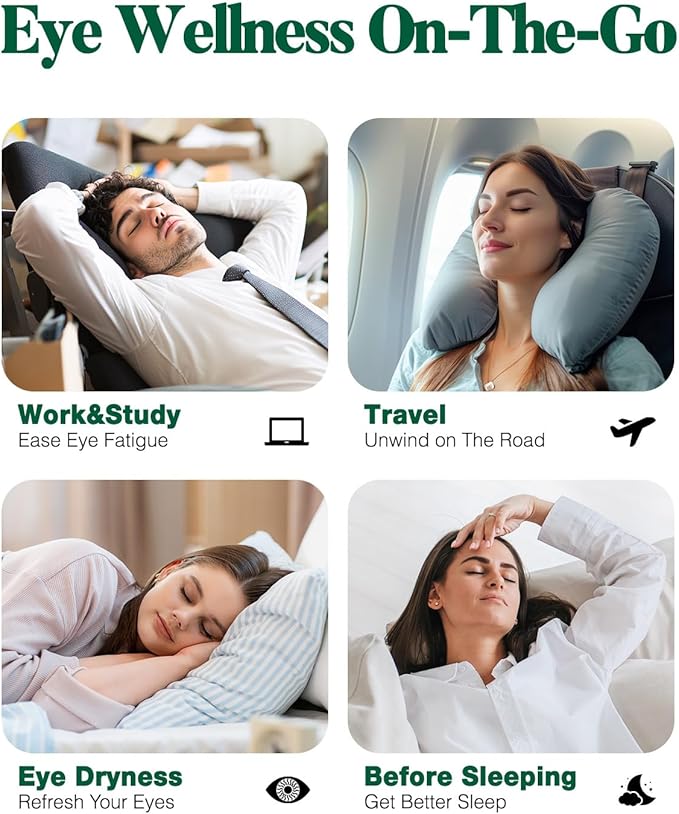 Heated Eye Mask for Dry Eyes, FSA Eligible HSA, Cordless Warm Compress for Eyes, Light Blocking Eye Heating Pad, Styes, Sleep, Cover Washable, Rechargeable, Deep Blue