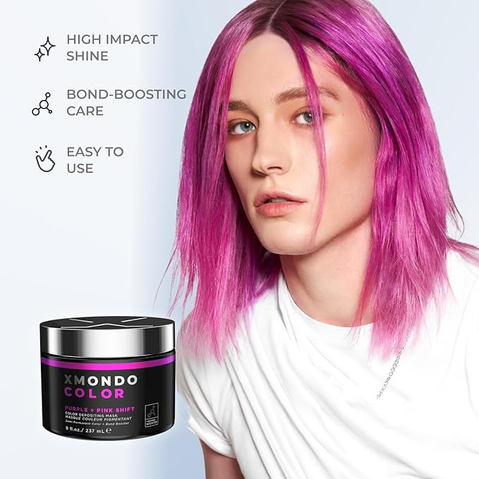 XMONDO Color Pink + Red Shade Shift Mask – Semi-Permanent Dye with Bond Booster & Hyaluronic Acid, 8 oz