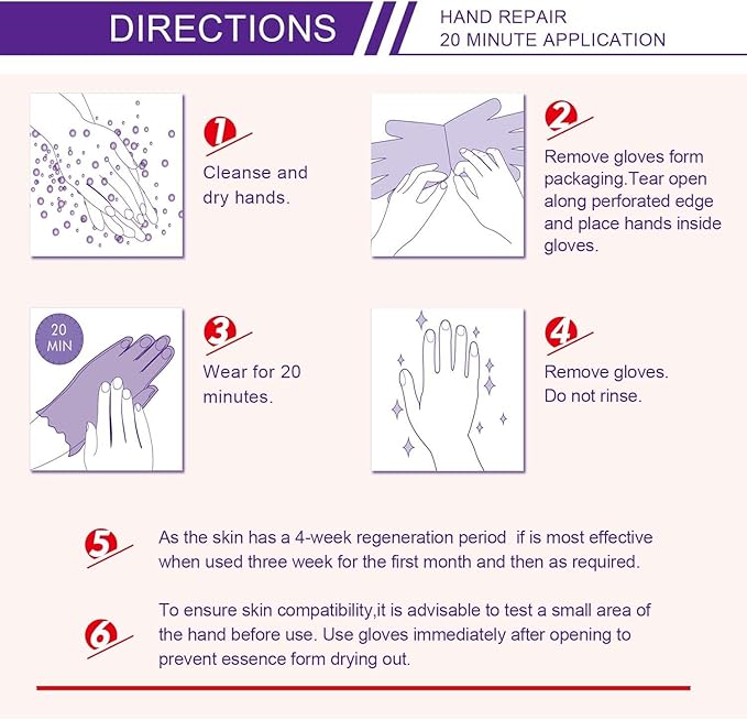 Hand Mask Moisturizing Glove 5 pack, Hydrating Masks Repair Dry Cracked Hands, Remove Dead/Rough Skin (Lavender)