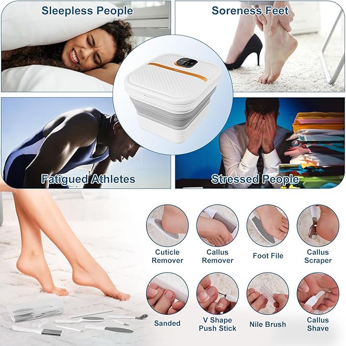 Collapsible Foot Spa Bath with Heat, Motorized Massager, Touch Screen, Foot Pedicure Kit, Temperature Control, Pedicure Foot Spa, Foot Bath