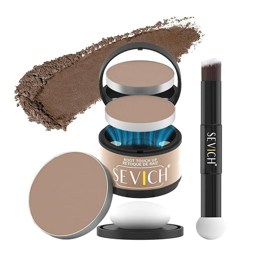 SEVICH Magnetic Hairline Powder with Brush | Refillable Root Touch Up for Sparse Hairlines & Gray Coverage | Waterproof, Sweat-Proof & Smudge-Proof | Natural & Invisible Hair Concealer (Light Brown)