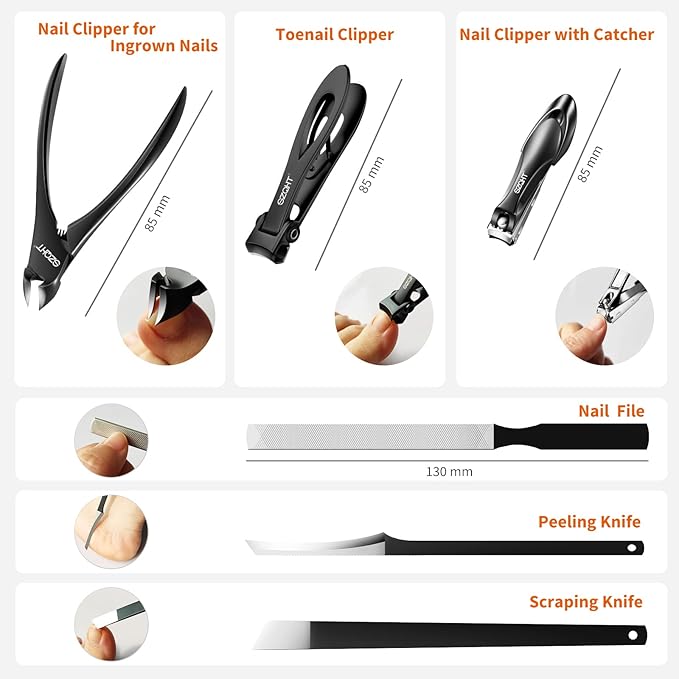 SZQHT Podiatrist Toenail Clippers Set, Professional Toe Nail Clippers for Thick & Ingrown Nails Cutter for Men,Women,Seniors,Heavy-Duty Manicure Set Pedicure Kit for Elder